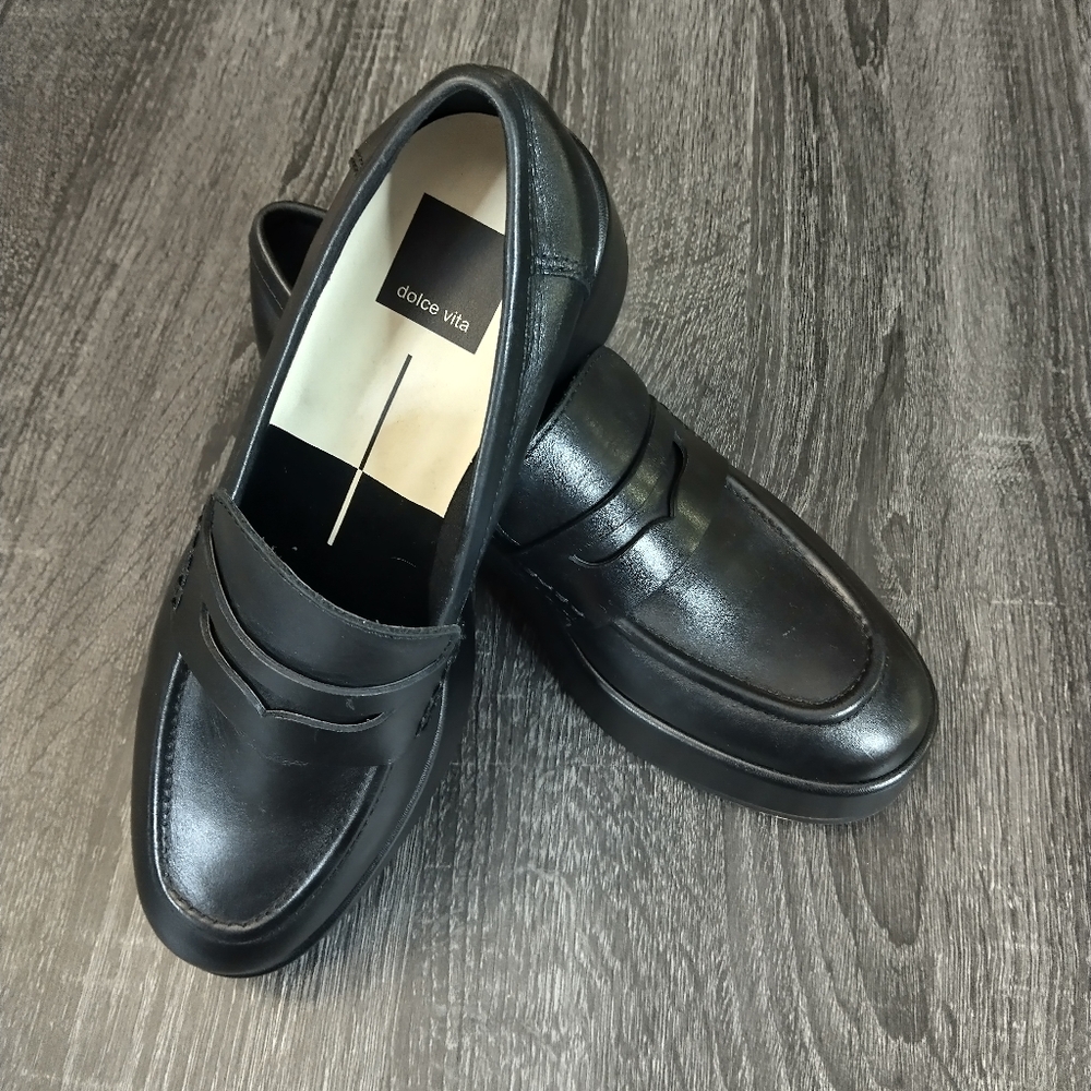 Dolce Vita Yanni platform penny loafers black Size 7 NWT